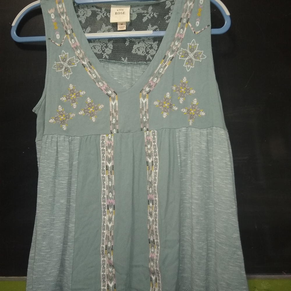 Knox Rose Teal Embroidered Blouse